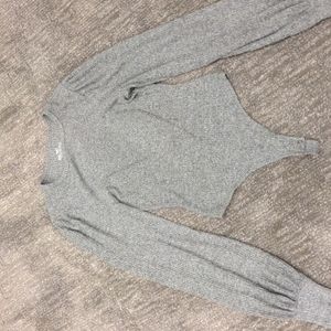 Hollister Bodysuit in Grey Ribbed material, thong back